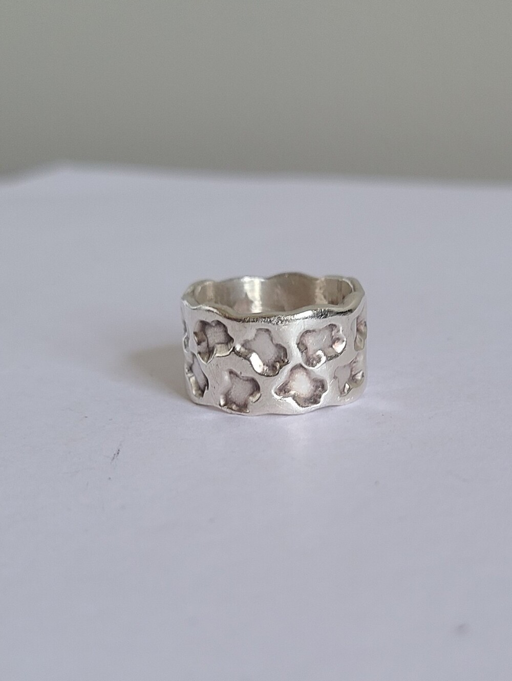 Vintage Chunky Sterling Silver Western Geometric Textured Half Finger Ring